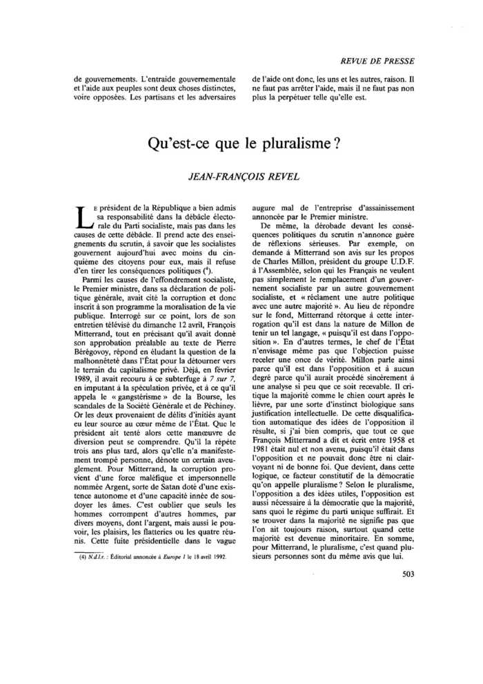 Qu’est-ce que le pluralisme ?
 – page 1