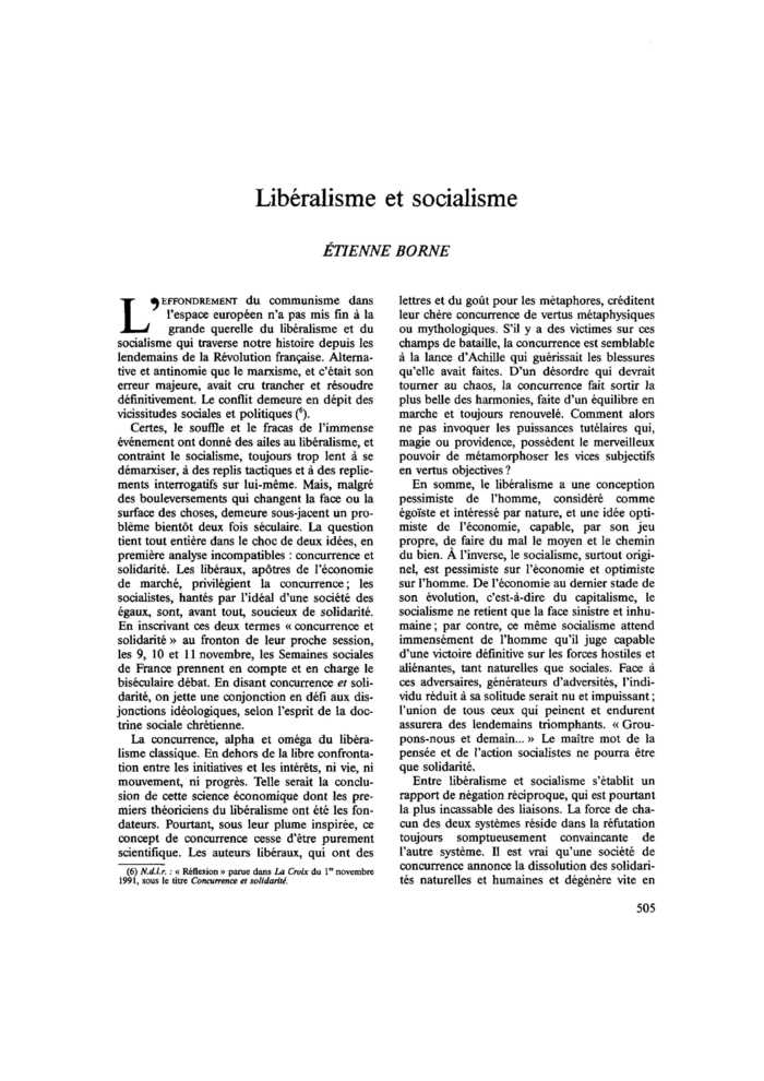 Libéralisme et socialisme
 – page 1