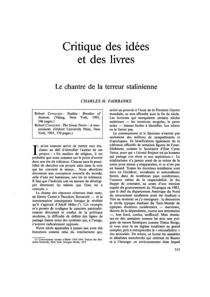 Le chantre de la terreur stalinienne
 – page 1