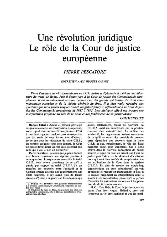 Une révolution juridique. Le rôle de la Cour de justice européenne
 – page 1