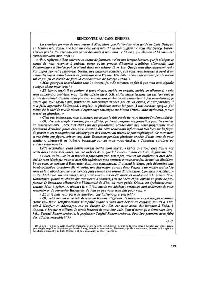 RENCONTRE AU CAFÉ DNIEPER
 – page 1