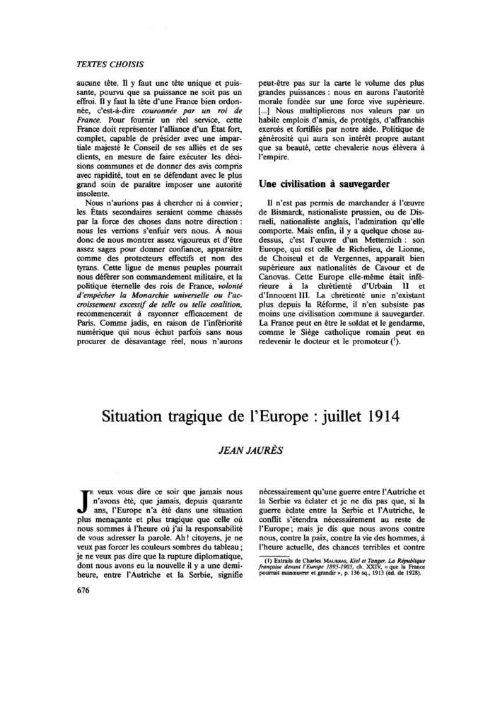 Situation tragique de l’Europe : juillet 1914
 – page 1