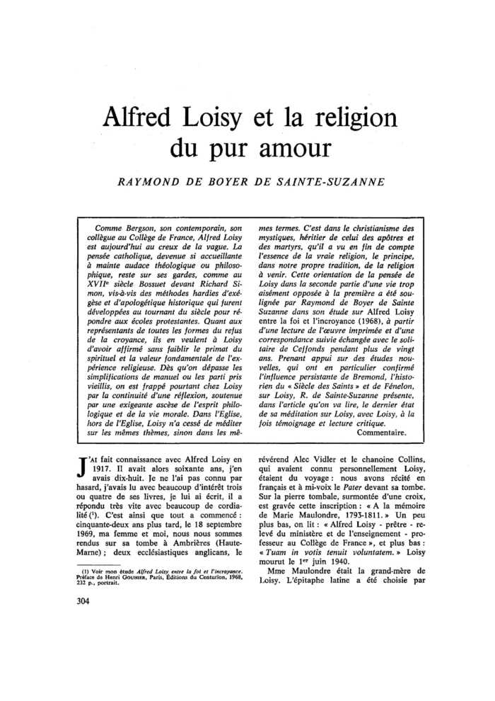 Alfred Loisy et la religion du pur amour
 – page 1