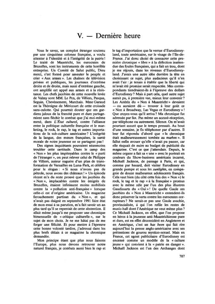 V. Dernière heure
 – page 1