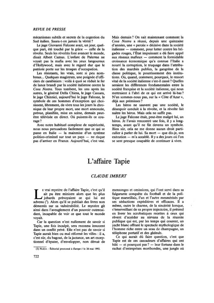 L’affaire Tapie
 – page 1