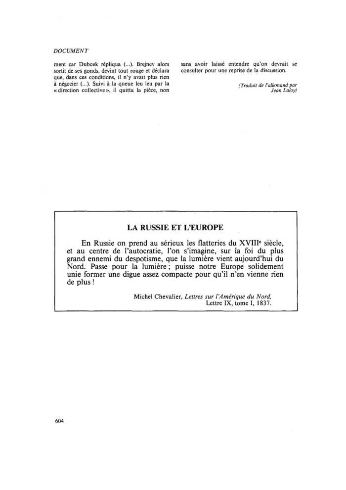LA RUSSIE ET L’EUROPE
 – page 1