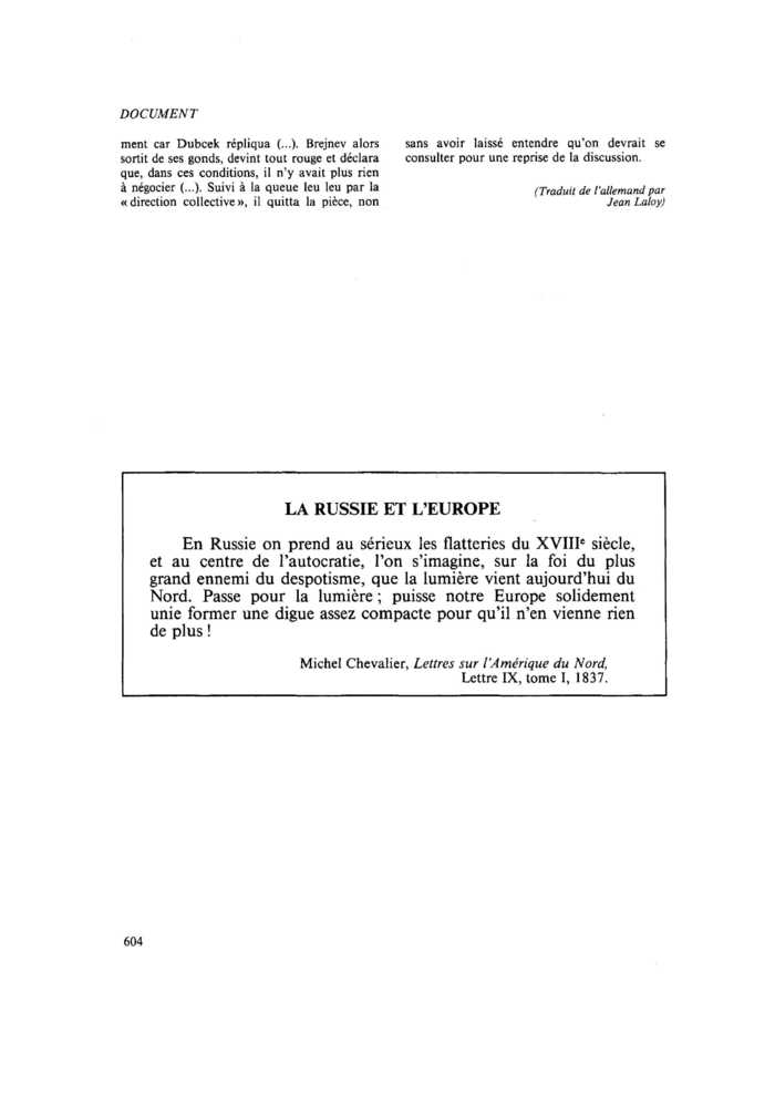 LA RUSSIE ET L’EUROPE
 – page 1