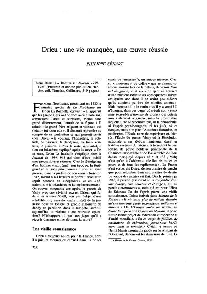 Drieu : une vie manquée, une œuvre réussie
 – page 1
