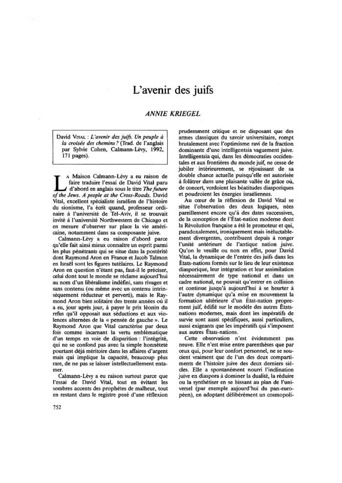 L’avenir des juifs
 – page 1