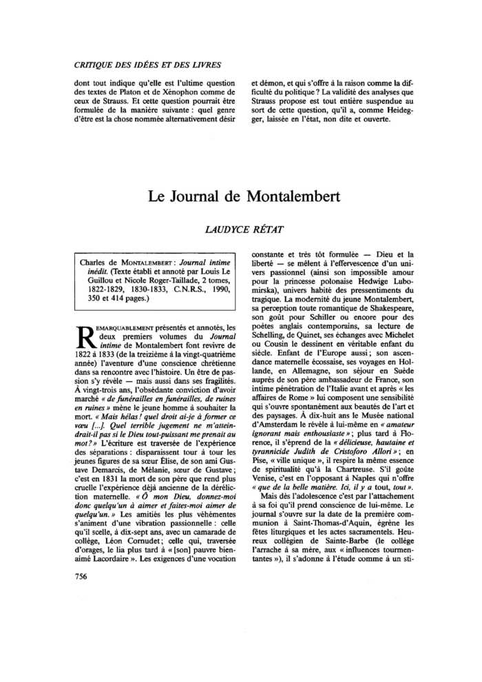 Le Journal de Montalembert
 – page 1