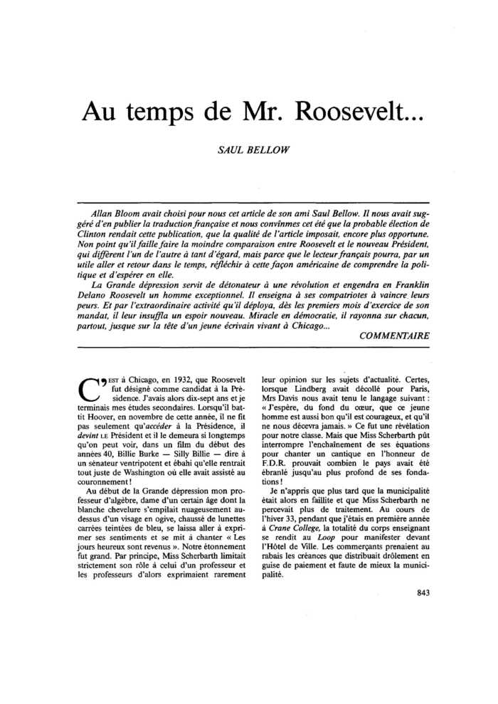 Au temps de Mr. Roosevelt…
 – page 1
