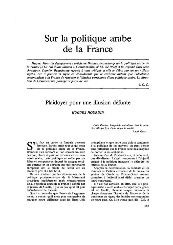 Sur la politique arabe de la France
 – page 1
