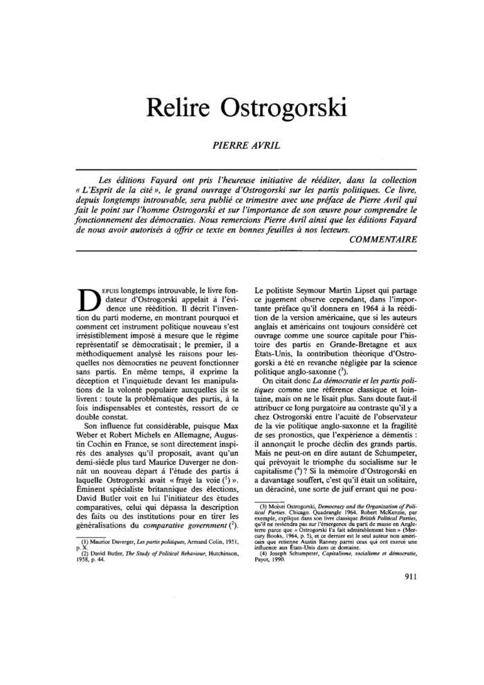 Relire Ostrogorski
 – page 1