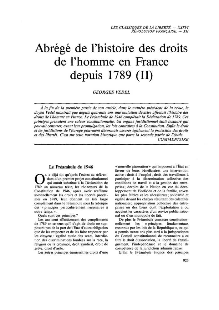 Abrégé de l’histoire des droits de l’homme en France depuis 1789 (II)
 – page 1