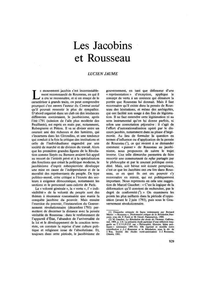 Les Jacobins et Rousseau
 – page 1