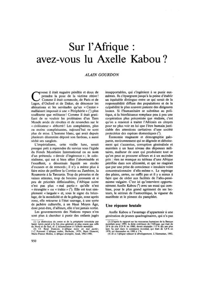 Sur l’Afrique : avez-vous lu Axelle Kabou ?
 – page 1