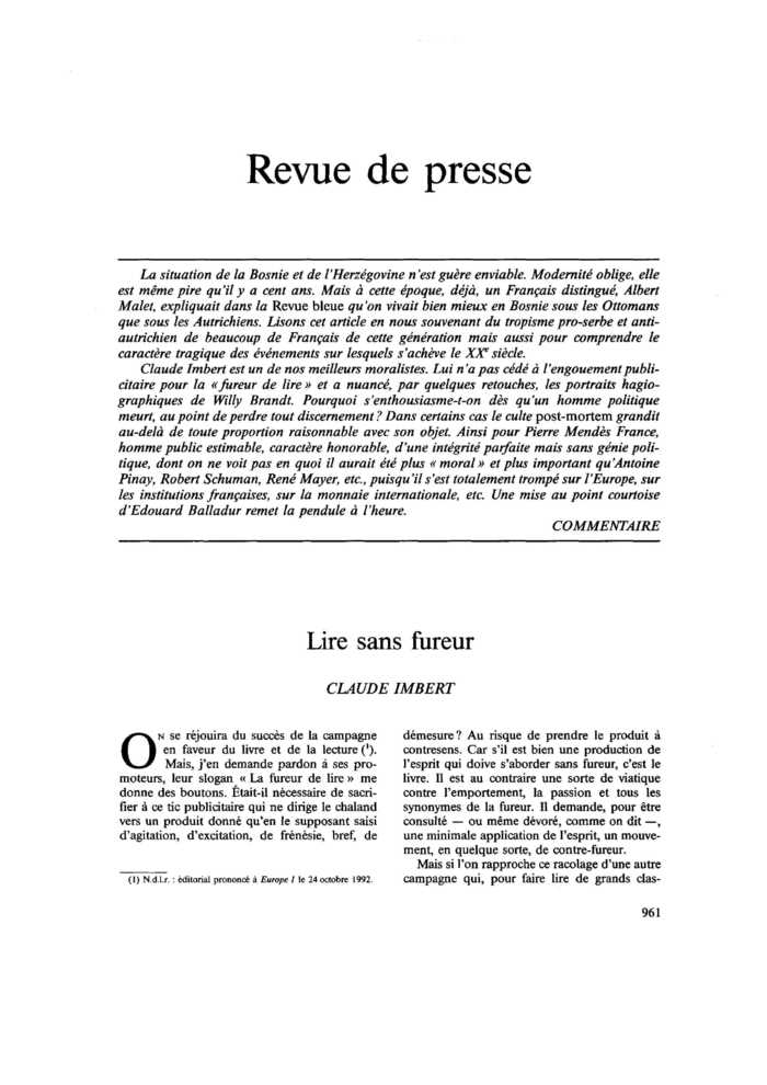 Revue de presse
 – page 1