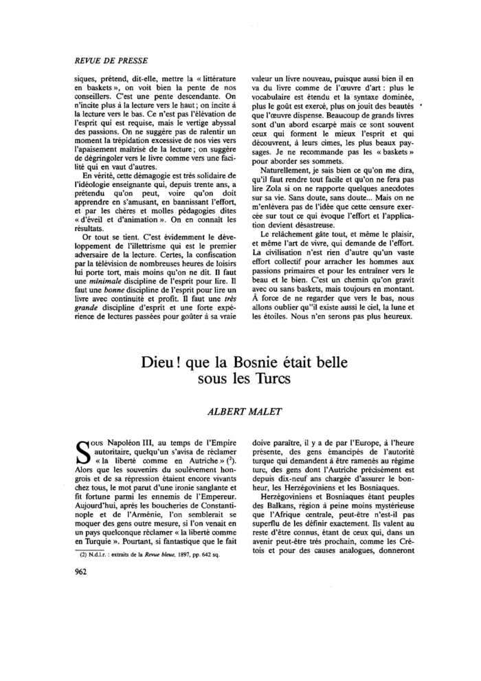 Dieu ! que la Bosnie était belle sous les Turcs
 – page 1