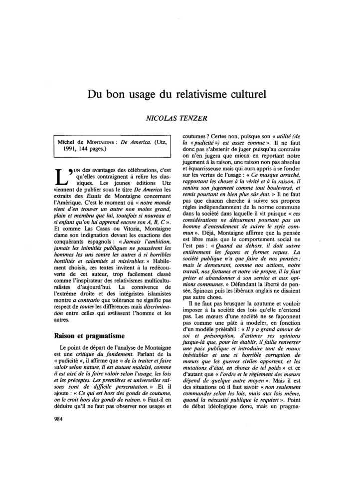 Du bon usage du relativisme culturel
 – page 1
