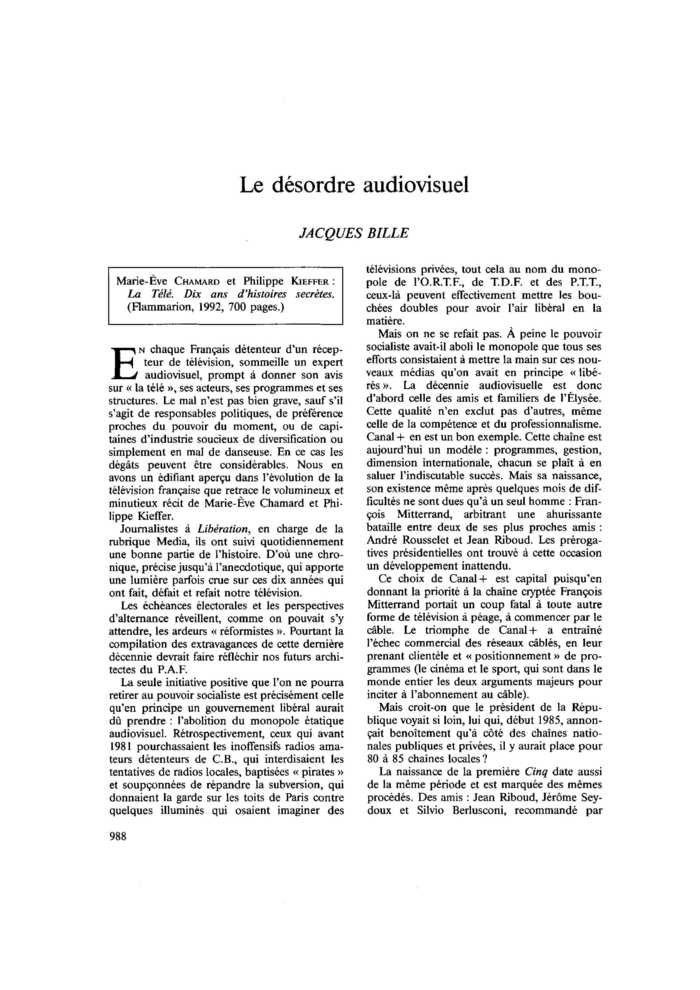 Le désordre audiovisuel
 – page 1