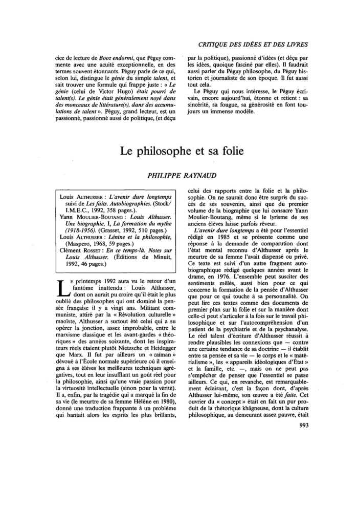 Le philosophe et sa folie
 – page 1