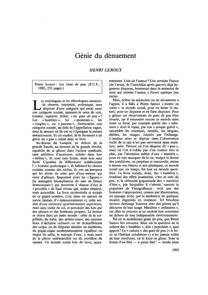 Génie du dénuement
 – page 1