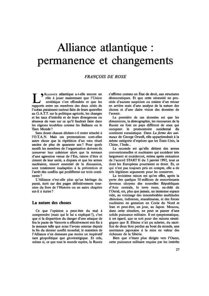 Alliance atlantique : permanence et changements
 – page 1