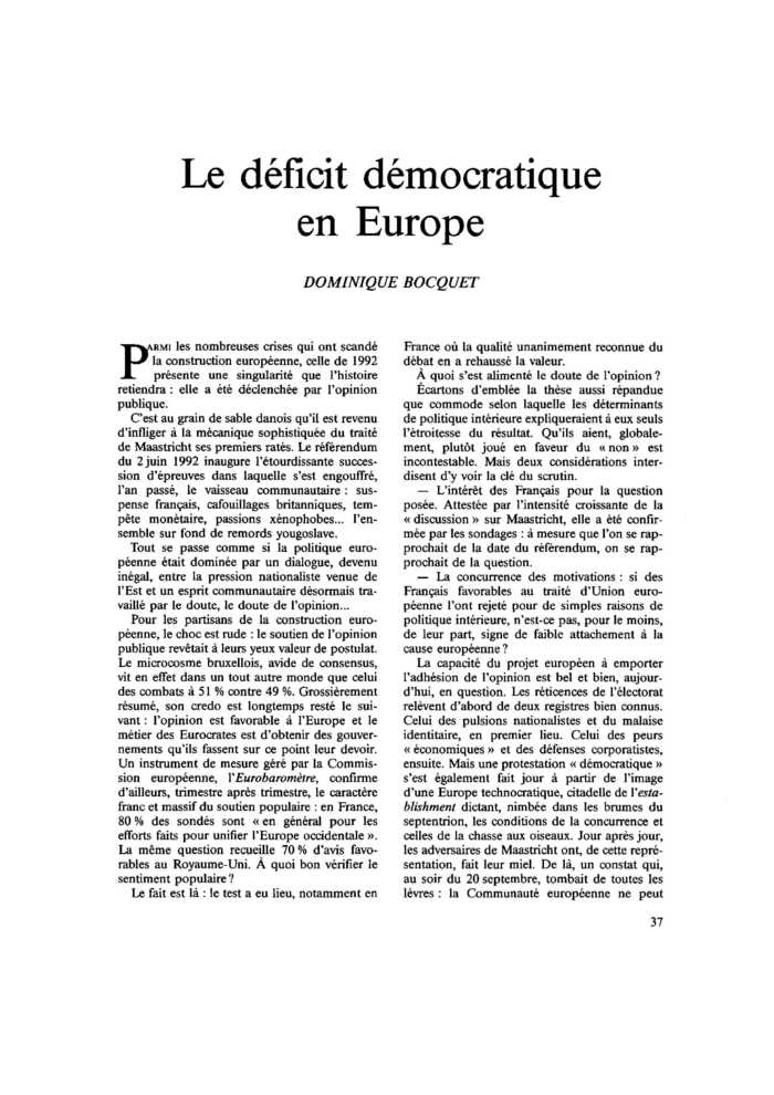 Le déficit démocratique en Europe
 – page 1