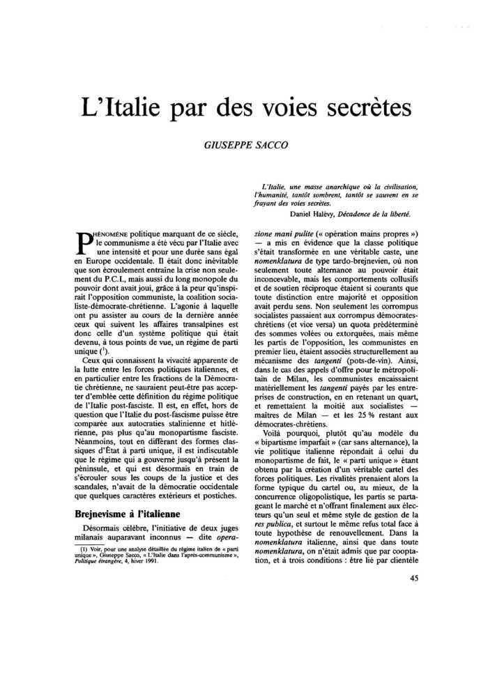 L’Italie par des voies secrètes
 – page 1