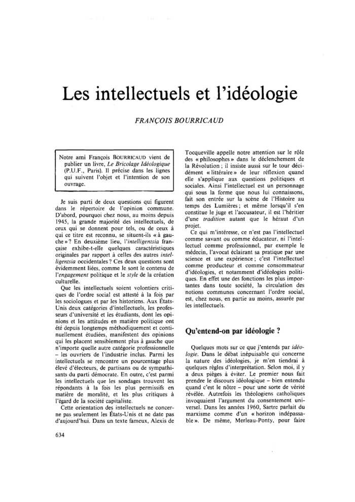 Les intellectuels et l’idéologie
 – page 1
