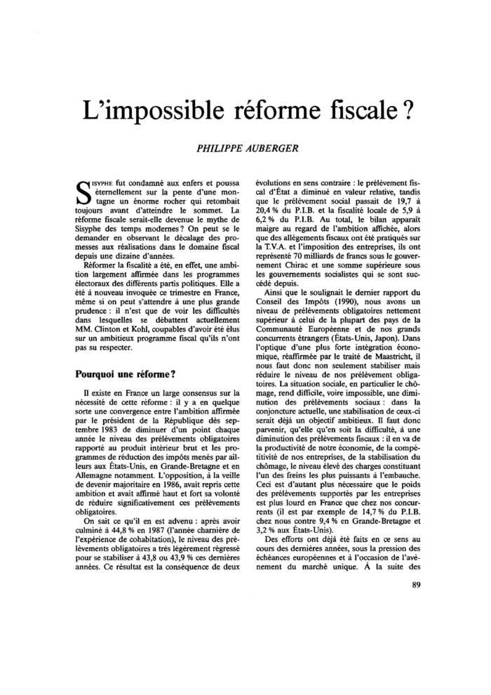 L’impossible réforme fiscale ?
 – page 1