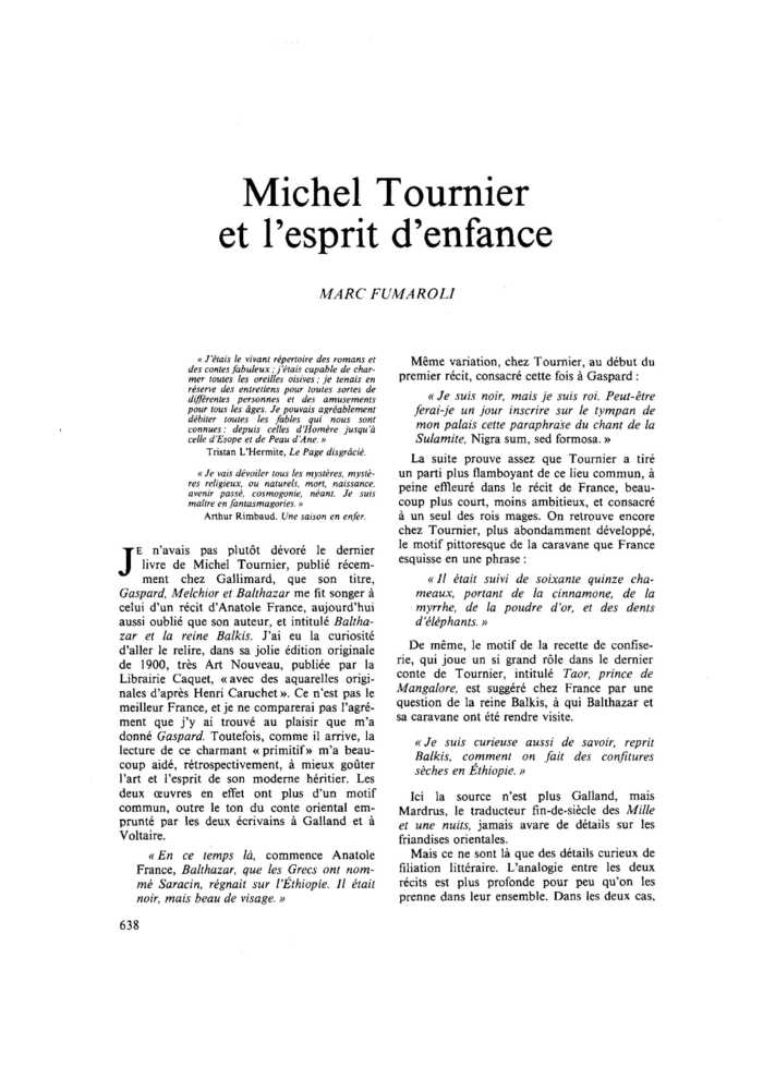 Michel Tournier et l’esprit d’enfance
 – page 1