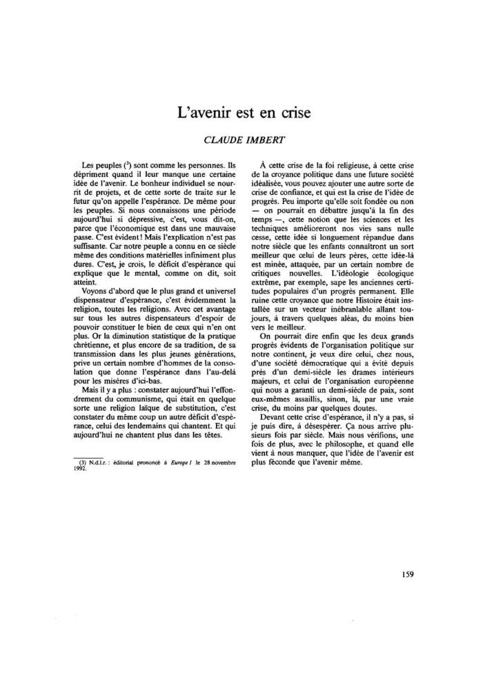L’avenir est en crise
 – page 1