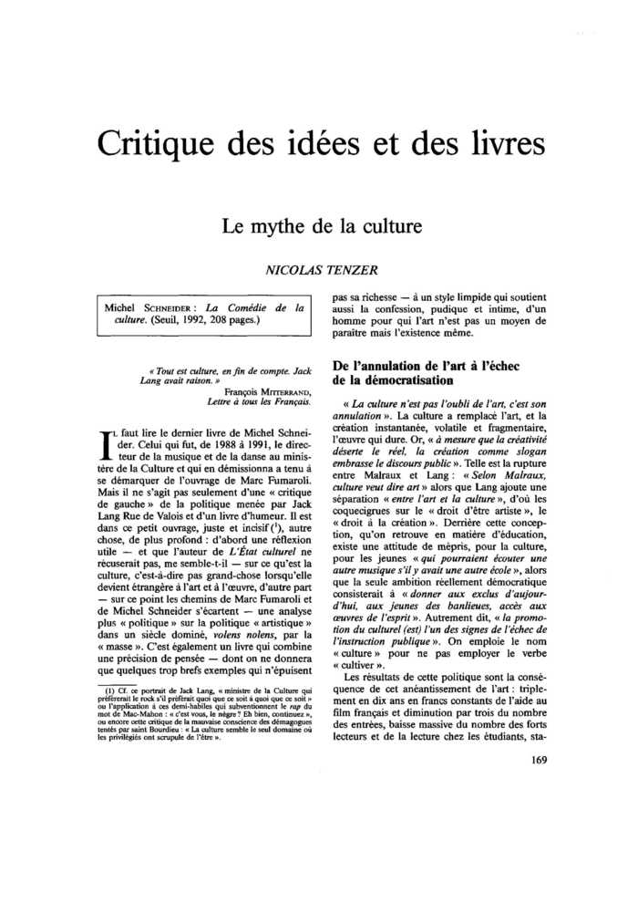 Le mythe de la culture
 – page 1