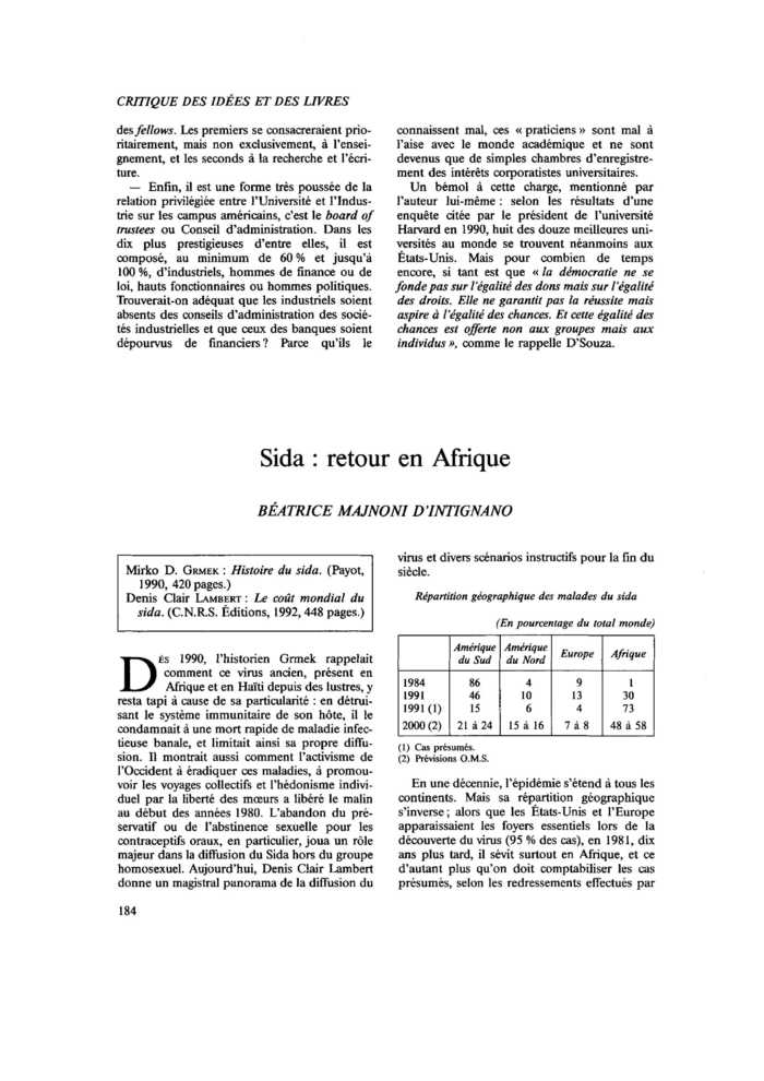 Sida : retour en Afrique
 – page 1
