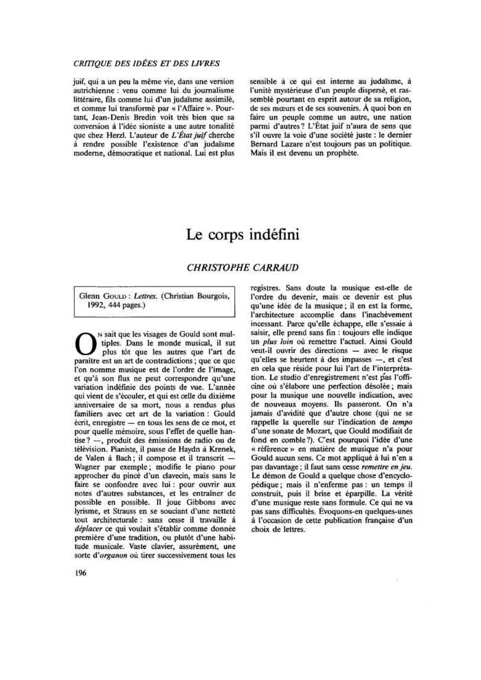 Le corps indéfini
 – page 1