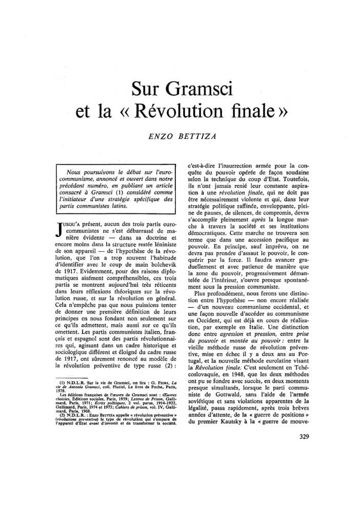 Sur Gramsci et la « Révolution finale »
 – page 1