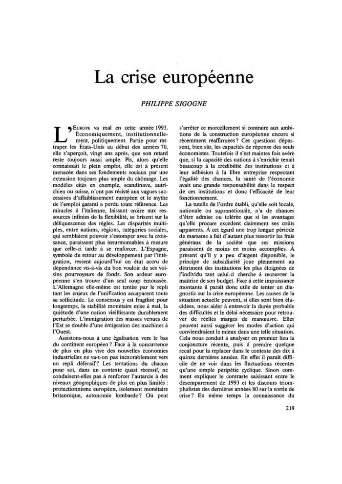 La crise européenne
 – page 1