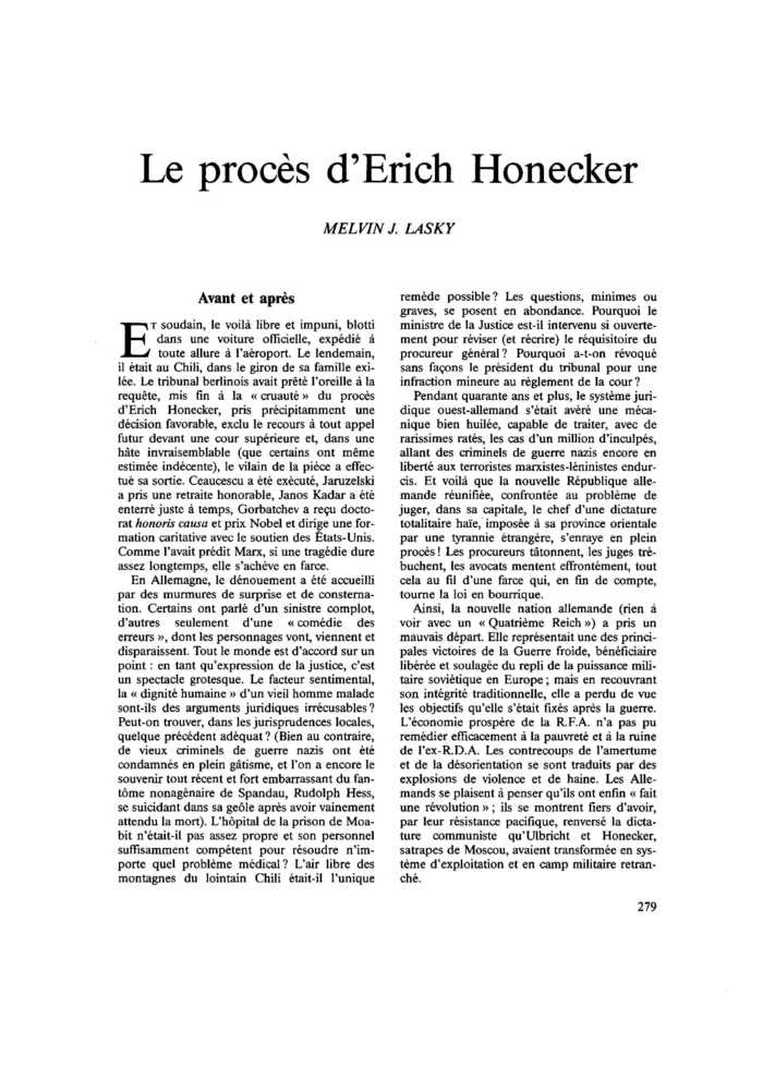 Le procès d’Erich Honecker
 – page 1