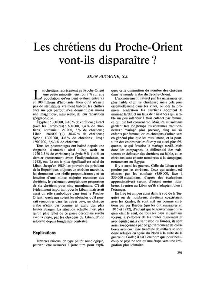 Les chrétiens du Proche-Orient vont-ils disparaître ?
 – page 1