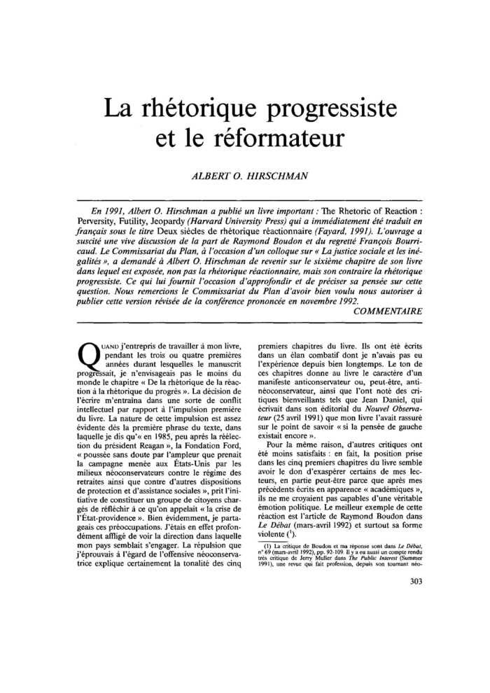 La rhétorique progressiste et le réformateur
 – page 1