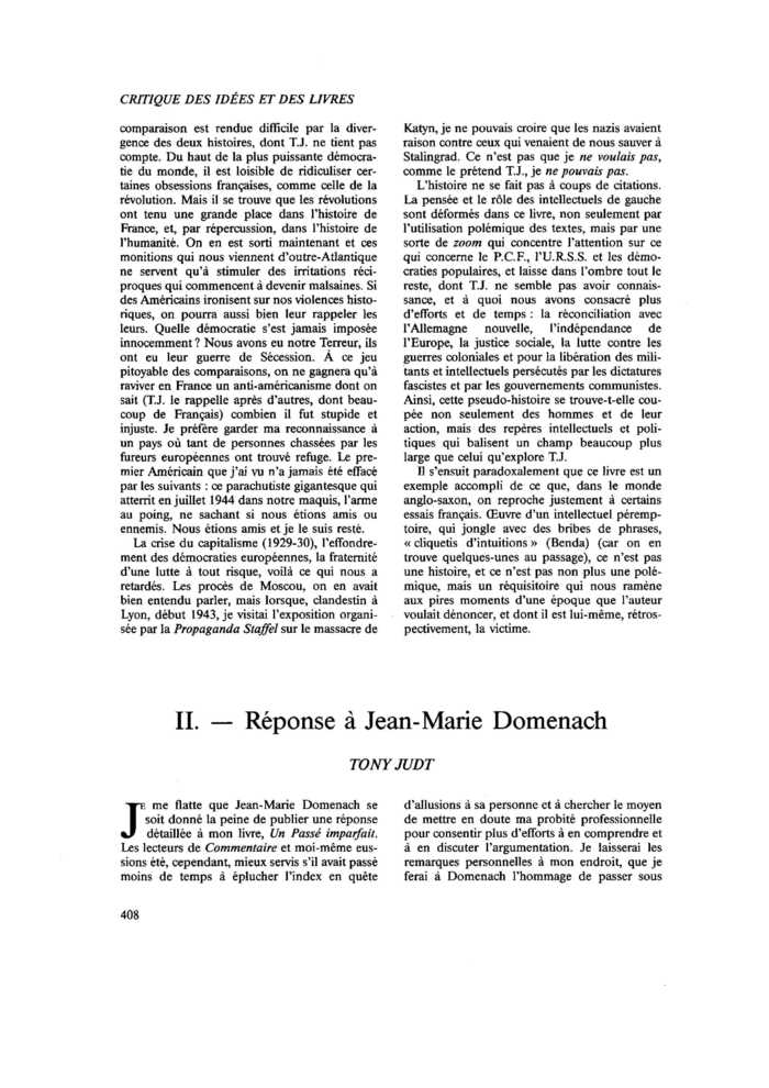 II. Réponse à Jean-Marie Domenach
 – page 1