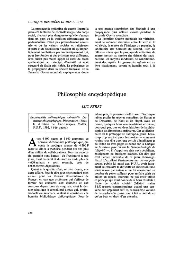 Philosophie encyclopédique
 – page 1