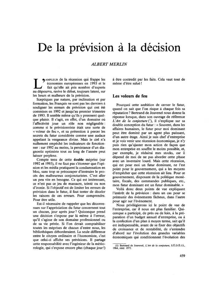 De la prévision à la décision
 – page 1