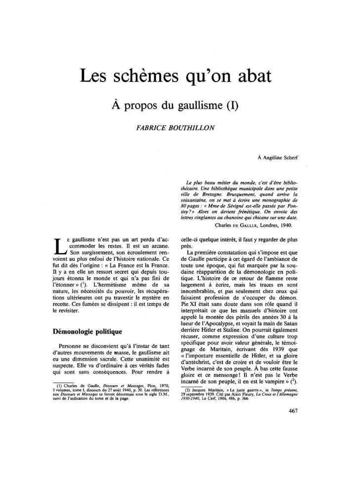 Les schèmes qu’on abat. À propos du gaullisme (I)
 – page 1