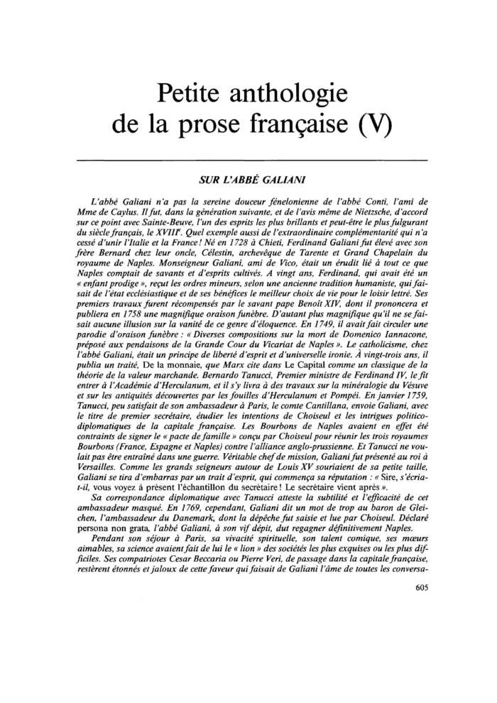 SUR L’ABBÉ GALIANI
 – page 1