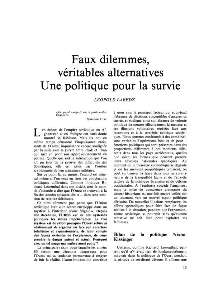 Faux dilemmes, véritables alternatives. Une politique pour la survie
 – page 1