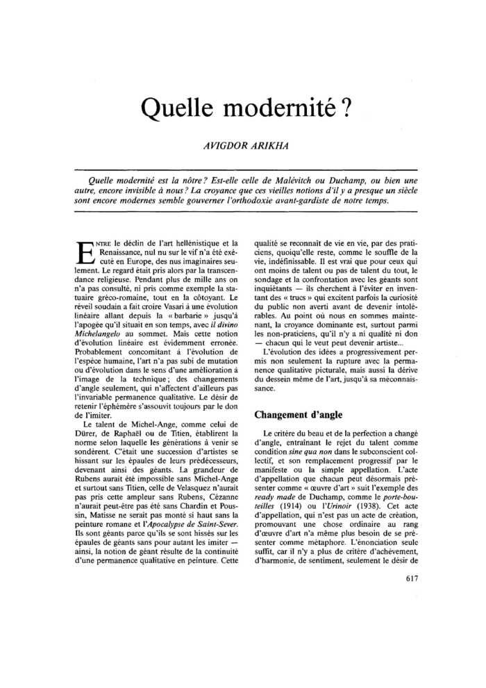Quelle modernité ?
 – page 1