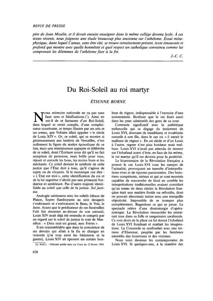 Du Roi-Soleil au roi martyr
 – page 1