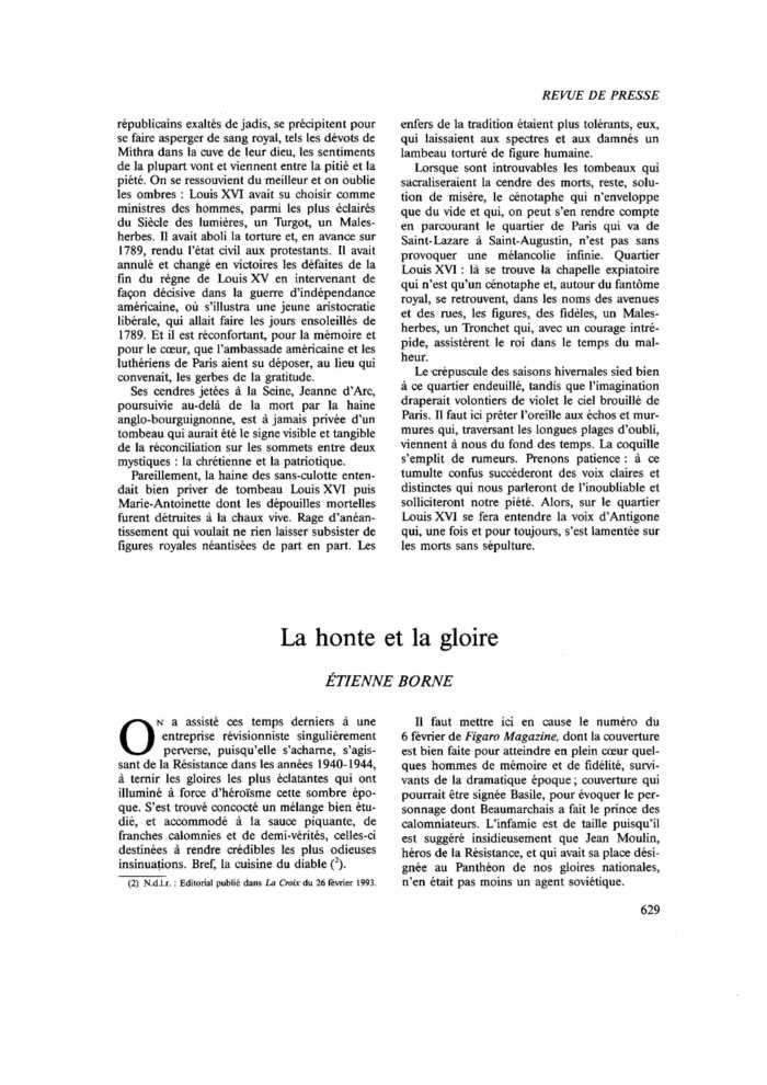 La honte et la gloire
 – page 1